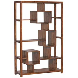 KADIMA DESIGN Bücherregal Massiv-Holz Sheesham 115 x 180 cm Wohnzimmer-Regal Ablagefächer Design Landhaus-Stil