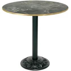 Restootab Tisch Bistrot-Stil Ø70cm - Modell Metal Stein mit messingfarbenen Kanten
