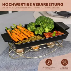 bremermann Speisenwärmer, für 3 Teelichter, ovale Warmhalteplatte, Stövchen, Gold