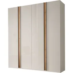 Drehtürenschrank WIEMANN "Lagos", beige (champagner, glas), B:197,3cm H:216cm T:58cm, Holzwerkstoff, Floatglas, Schränke, inkl. Türendämpfung
