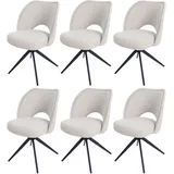 Mendler 6er-Set Esszimmerstuhl HWC-N72, Polster-Küchenstuhl, drehbar Auto-Return, Stoff/Textil (420g/m2) Öko-Tex - creme