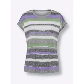 Classic Basics Sieh an! Kurzarm-Shirt in anthrazit-lavendel-geringelt | Gr.: 50,