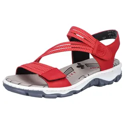 Riemchensandale RIEKER, Damen, Gr. 40, rot, Lederimitat, Textil, sportlich, Schuhe, Sommerschuh, Sandalette, Klettschuh, im Sportslook