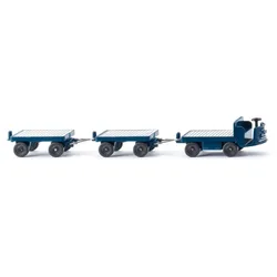 WIKING 116004 1:87 Elektrokarren mit Anhängern - grünblau
