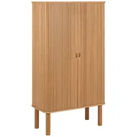 VCM ebuy24 Langley Vitrinenschrank 2 Schiebetüren Eiche Dekor