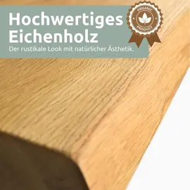 deluke Massivholzplatte Eiche mit Baumkante 160 x 80 cm