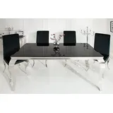 riess-ambiente Esstisch MODERN BAROCK 180cm schwarz, Tischplatte aus Opalglas · Edelstahl-Beine schwarz