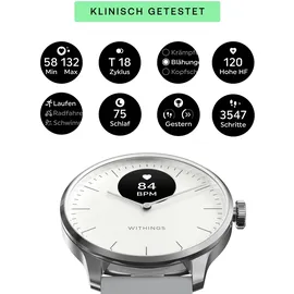 Withings ScanWatch Light 37 mm perlweiß, Sport Fluorelastomer-Armband grau/silber