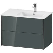 Duravit XViu Waschtisch-Unterschrank XV41590B238 81x48x56cm, 2 Schubkästen, Becken rechts, schwarz matt, dolomiti grey hochglanz