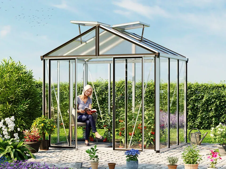 GFP Pro 263 x 199 cm Serre de jardin, revêtement par poudre anthracite, RAL 7016 - (GFPV00696)