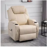 Homcom Massagesessel Kunstleder 82 x 110 x 97 cm Beige elektrisch