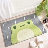 ZHAOMIMI Badteppiche 45x65 cm, rutschfeste Wasserabsorbierenden, Weichen Mikrofasern Badematte Frosch Muster für Wohnzimmer Schlafzimmer Badezimmer