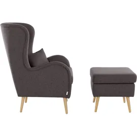 Home Affaire "Sallito, TV-Sessel, Ohrensessel mit", grau (anthrazit), B:76cm H:109cm T:85cm, Struktur Hahnentritt (67% Polypropylen, 33% Polyester);Samtoptik (100% Polyester);Fellimitat (100% Polyester);Samtcord (92% Polyester, 8% Polyamid);Struktur (100%