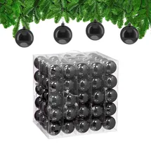 Relaxdays Weihnachtskugeln 100er Set, Weihnachtsdeko, glänzend, Christbaumkugel, Tannenbaumschmuck in ∅ 6 cm, schwarz