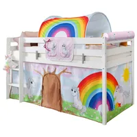 MID.YOU Hochbett Holz Malte ca. 90x200 cm Weiß Einhorn