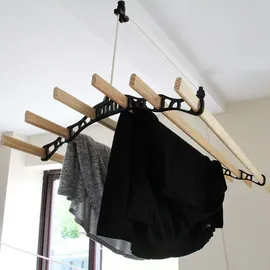 MonsterShop Hängender Deckentrockner 12 m Schwarz
