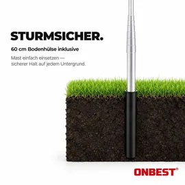 onbest Fahnenmast | mit Bodenhülse und Karabiner | 6,2 m | inklusive Deutschlandfahne | Partyfahne