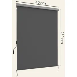 Songmics Seitenmarkise 1,4 x 2,5 m grau Polyester