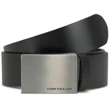 Tom Tailor Unisex TTLUIGI Ledergürtel mit Koppelschließe, schwarz, Logo Print, Gr. 65