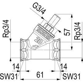 Schlösser Rückschlagventil 1210, Schrägsitz messing 3/4"