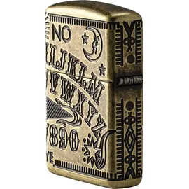 Zippo Sturmfeuerzeug - Ouija Board, Antique Brass, MultiCut - Nachfüllbar - Wiederverwendbar - Windfestes Design - Geschenkbox - Made in USA