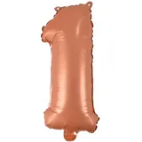 Homéa, Ballon Zahl 1, Metallise, aus Aluminium, mit Strohhalm, Höhe 40 cm, mehrfarbig