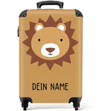 NoBoringSuitcases.com® Kinderkoffer - Koffer Kinder - Hartschalenkoffer Löwe - Koffer Beige - Reisekoffer - Trolley Kinder - 55x40x20 - Handgepäck - Rollkoffer - Fotokoffer - Personalisiert