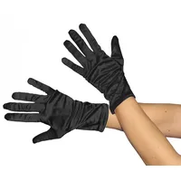 Foxxeo Kurze glänzende Schwarze Handschuhe 20er Jahre Damen Fasching Kostüm