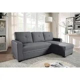 Atlantic Home Collection Ecksofa Gerrit L-Form, Schlafsofa, mit Bettkasten, Recamiere rechts oder links montierbar, grau