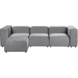 3-Sitzer Sofa Samtstoff grau mit Ottomane FALSTERBO