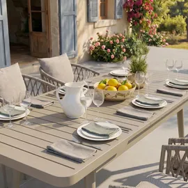 Idimex Sunny Gartentisch 150 x 90 x 77 cm Champagner/Braun