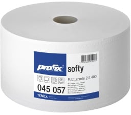 profix® softy Putztuchrolle, 36 x 22 cm, 2-lagig, hochweiß, Zellstoff, Soft-Tissue, perforiert, 1 Paket = 1 Rolle à 2400 Abrisse