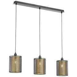 Hängelampe, 3 flammig, Höhe flexibel, gold, H 150cm, CHEVAL