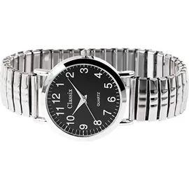 Classix 2700007-002 Herrenuhr mit Metallzugband, silber-schwarz – Silber
