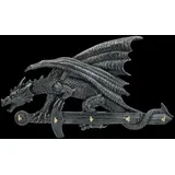 Figuren Shop GmbH Schlüsselbrett Drachen Schlüsselbrett – Fantasy Wanddeko Wächter Figur 25 cm Deko schwarz