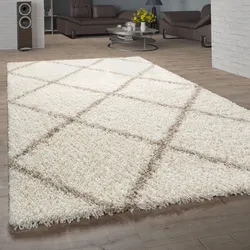 Hochflor-Teppich PACO HOME "Kalmar 441", beige (beige, cream), B:160cm H:40mm L:220cm, Polypropylen, Teppiche, Scandi Design, Rauten Muster, weich & kuschelig, Kundenliebling