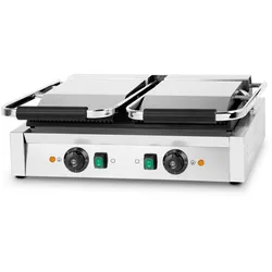 VERTES Doppel-Kontaktgrill, 3600 W, Gusseisen, gerillt/flach, 0-300°C, Edelstahl, für Fladenbrot, Fleisch, Gemüse, Sandwich