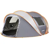 EchoSmile Pop up Zelt 4-8 Personen, Wurfzelt Wasserdicht mit 2 Belüftungsfenstern, Familienzelt & Campingzelt für Picknick, Wandern und Outdoor Aktivitäten (Grau & Orange(5-8 Personen))