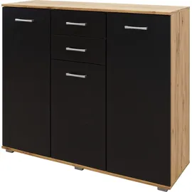 Priess Kombikommode Barcelona 123 x 103 x 38 cm Schwarz