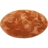 Homie Living Badematte Porto Azzurro, Höhe 30 mm, rutschhemmend beschichtet, fußbodenheizungsgeeignet, schnell trocknend, Polyester, rund, Badteppich, uni, rechteckig & rund, waschbar, Badezimmerteppich orange rund | Ø 90 cm x 30 mm