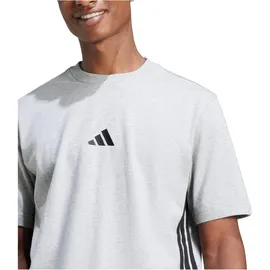 adidas Essentials 3-Streifen Single Jersey Kurzarm-T-Shirt Medium Grey Heather / Black S
