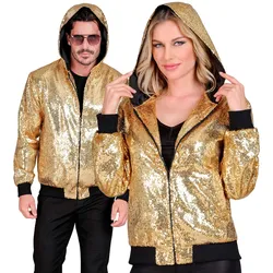 Glamour Pailletten Bomberjacke unisex gold - 2XL