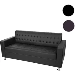 3er Sofa Kunda, Couch Loungesofa, Kunstleder, Metall-F√o√üe 180cm ~ schwarz