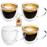 Intirilife 4x Doppelwandiges Thermo Glas Set in 200 - Trinken, Gläser Gläser-Sets