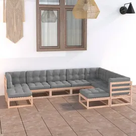 vidaXL Garten-Lounge-Set 9-tlg. grau