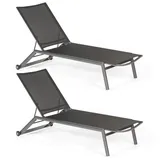 SonnenPartner - 2er Set Sonnenliegen Sonoa Aluminium anthrazit/Textilen schwarz Rollliege