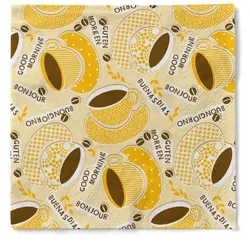 Sovie HOME Serviette Kaffee Ole in Gelb-Orange aus Tissue 33 x 33 cm, 20 Stück - Kaffee Cafe Frühstück