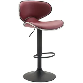CLP Barhocker Las Vegas V2 Mit Kunstlederbezug I Thekenhocker Mit Fußstütze I Tresenhocker Mit Trompetenfuß I Barstuhl Höhenverstellbar, Farbe:bordeauxrot, Gestell Farbe:schwarz