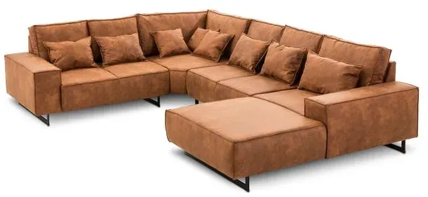 filippo Wohnlandschaft Antwerp Mikrofaser Braun Cognac 343 cm