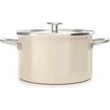 KitchenAid Steel Core Enamel Kochtopf mit Deckel (20cm/3,7l), deutsche Emaille, Induktionsgeeignet, backofenfest, spülmaschinenfest, Crème